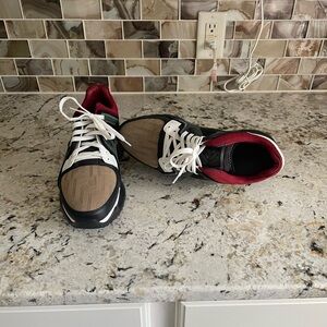 Fendi Black, Tan, and Red Sneakers